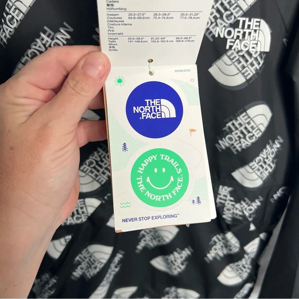 NWT THE NORTH FACE Printed Packable Wind‎ Jacket Black/White XS (6 YOUTH JR) TNF